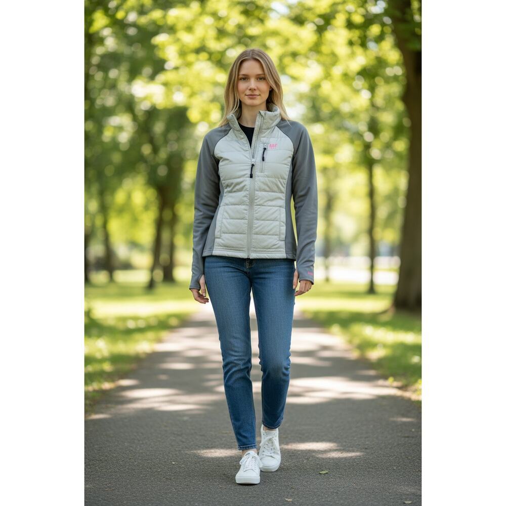 NWT Abercrombie & Fitch Gray Quilted Full Zip Long Sleeve Puffer Jacket Size S